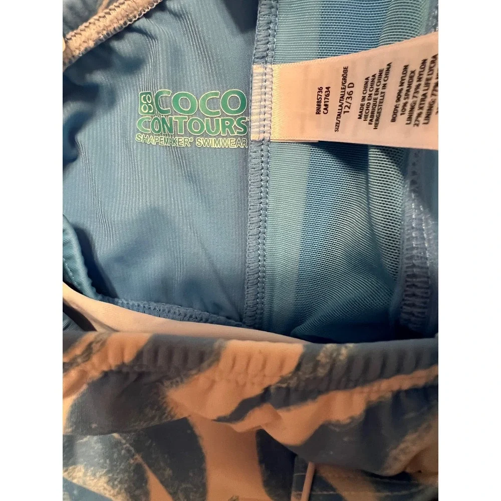 Coco Reef Blue White Swirl Print Twist Front Tankini‎ Swim Top Bra Sized 12/36D
